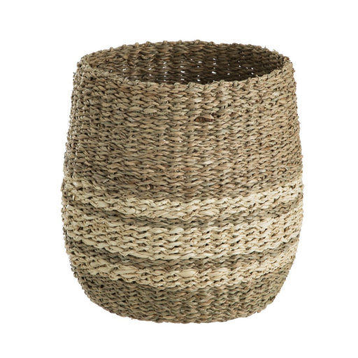Mainstays Natural Seagrass Basket with Cream Color Stripes
