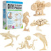 Hands Craft DIY 3D Wooden Puzzle – 6 Assorted Wild Animals Bundle Pack Set Brain Teaser Puzzles Educational STEM Toy Adults and Kids to Build Safe and Non-Toxic Easy Punch Out Premium Wood JP2B8