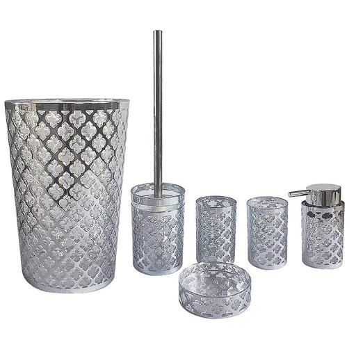 Geneva Collection 6-Piece Complete Bathroom Accessory Set, Chrome Silver