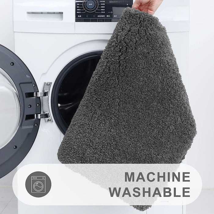 Microfiber Bathroom Rugs (17X24, Grey) Shaggy Soft and Absorbent, Non Slip, Thick Plush, Machine Washable Bath Mat and Bath Rugs for Bathroom