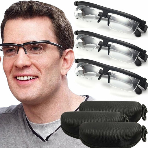 Flex Focal Adjustable Glasses, Focus Adjustable Glasses Dial Vision, Flexvision Adjustable Vision Glasses near and Far Sight (3Pcs)