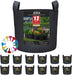12-Pack 5 Gallon, Vegetable/Flower/Plant Grow Bags, Aeration Fabric Pots with Handles (Black), Come with 12 Pcs Plant Labels