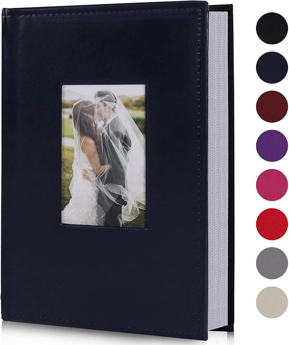Photo Picture Album 4X6 300 Photos,Small Capacity Premium Leather Cover Wedding Family Photo Albums Holds 300 Horizontal Photos(Black)