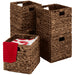 12X12In Hyacinth Baskets, Set of 5 Multipurpose Collapsible Organizers W/ Inserts - Espresso