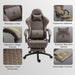 Gaming Chair Office Chair PC Chair with Massage Lumbar Support, Vintage Style PU Leather High Back Adjustable Swivel Task Chair with Footrest (Brown)