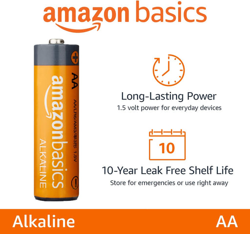 48 Pack AA High-Performance Alkaline Batteries, 10-Year Shelf Life, Easy to Open Value Pack