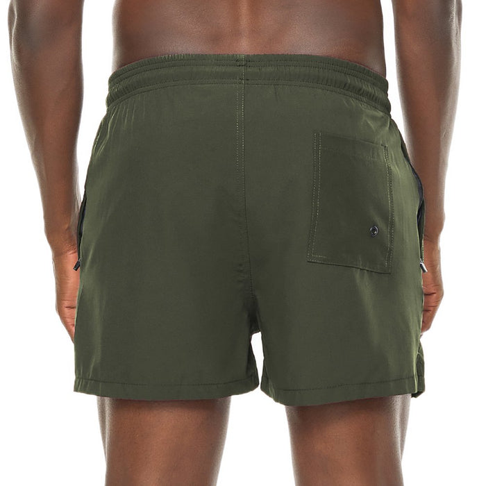 Mens 5 Inch Swim Trunks Stretch Quick Dry Swim Shorts with Zipper Pockets Armygreen 32