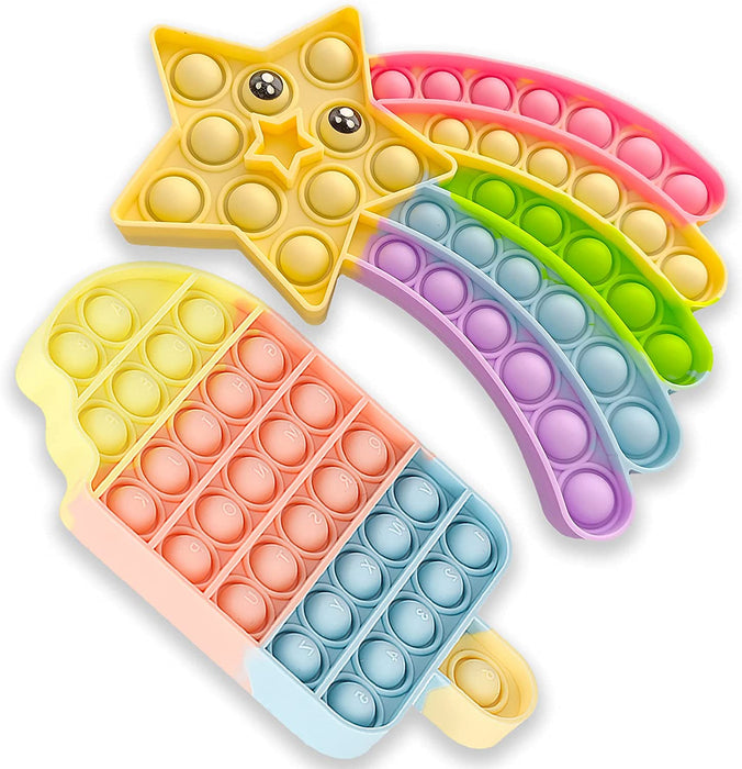 Livingcoral Fidget Toys, Pop Bubble Fidget Sensory Toy, Push Fidget Toy for Kids, Silicone Stress Toys (Ice Cream)