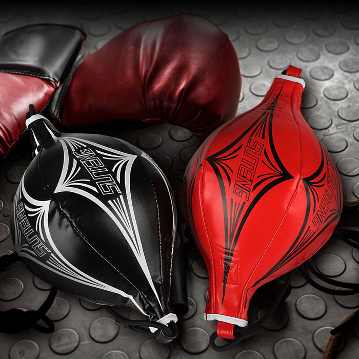 Professional PU Leather Fight Gear Speed Ball, Fitness Workout Training Leather Punching Floor to Ceiling Speed Dodge Striking Ball, Double End Bag Gym Boxing Sports Punch Bag Training Agility