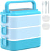 Bento Box Lunch Box, Adult Lunch Container with 3L Large Capacity, Microwave Safe 3 Layers Stackable Lunch Box, Leakproof Food Container with Dividers and Sauce Boxes for Kids and Adults