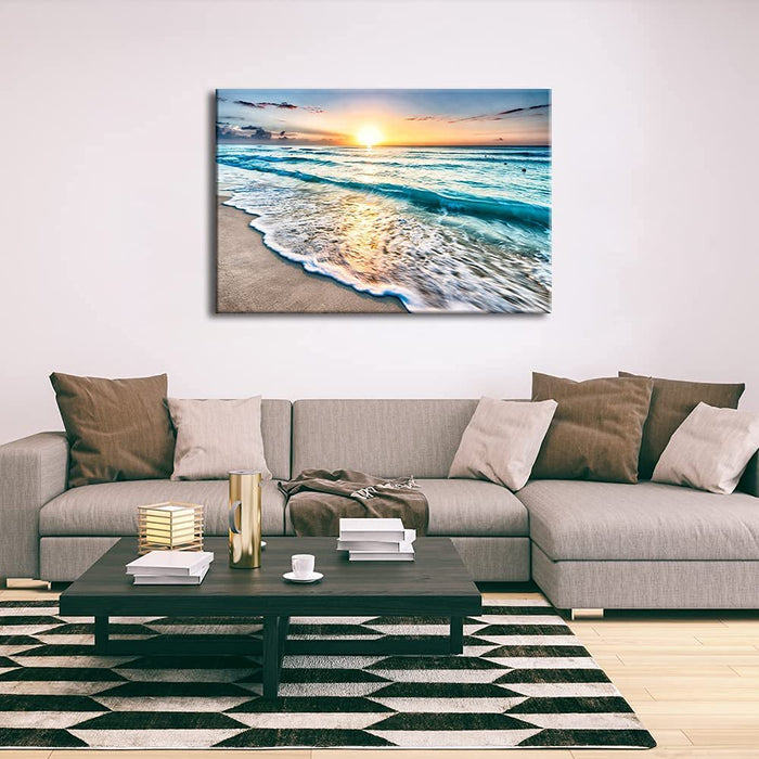 Art Sea Waves Large Canvas Prints Wall Art Ocean Beach Frameless Pictures Paintings for Living Room Bedroom Home Decorations
