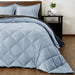 Lightweight Solid Comforter Set (King) with 2 Pillow Shams - 3-Piece Set - Brown and Blue - down Alternative Reversible Comforter