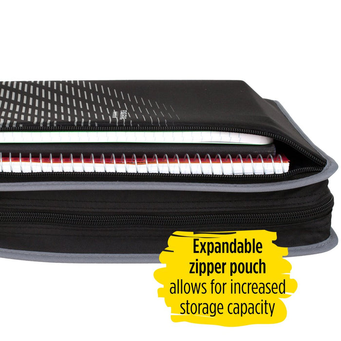 Five Star Xpanz Zipper Binder, 2" round Rings, 380 Sheets, Gray (28090HX9)