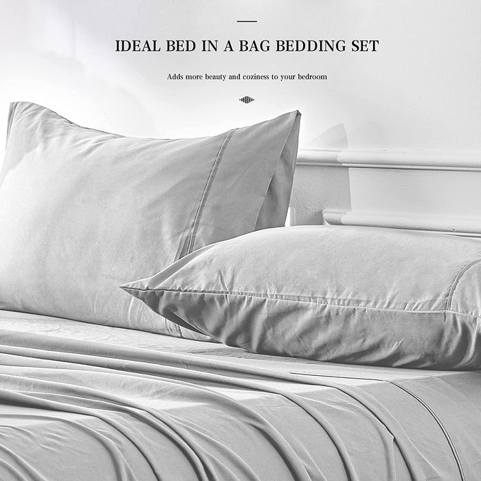 Full Size 7 Pieces Bed in a Bag Bedding Set - Lightweight Light Grey Comforter Set, All Season Ultra Soft down Alternative Bedding Comforter Set with Comforter, Pillowcase, Flat Sheet, Fitted Sheet