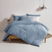 Duvet Cover Queen Size - Super Soft Haze Blue Duvet Cover Set 3 Piece 100% Washed Microfiber Bedding Set with Zipper Closure, 1 Duvet Cover 90X90 Inches and 2 Pillow Shams