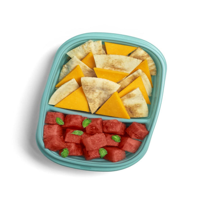 Rubbermaid Takealongs on the Go Food Storage and Meal Prep Containers, 3.7 Cup Divided Rectangle, 3-Pack, Teal Splash
