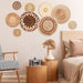 9 Pcs Boho Basket Wall Decals round Modern Peel and Stick Wall Decals Removable Boho Wall Decal Adhesive Boho Nursery Wall Decor for Bedroom Living Room Office Wall, Just Stickers (Classic) (Boho Style)