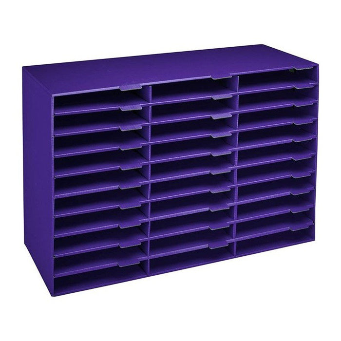 30-Slot Classroom Paper Literature Organizer File Sorter, Purple