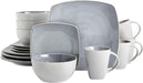 Gibson Soho Lounge 16-Piece Square Reactive Glaze Dinnerware Set, Red