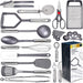 25Pc Kitchen Utensils Set - Nylon & Stainless Steel Cooking Utensils Set - Non-Stick Kitchen Utensils with Spatula - Kitchen Gadgets Cookware Set - Kitchen Tools Set (25 Piece, Gray)