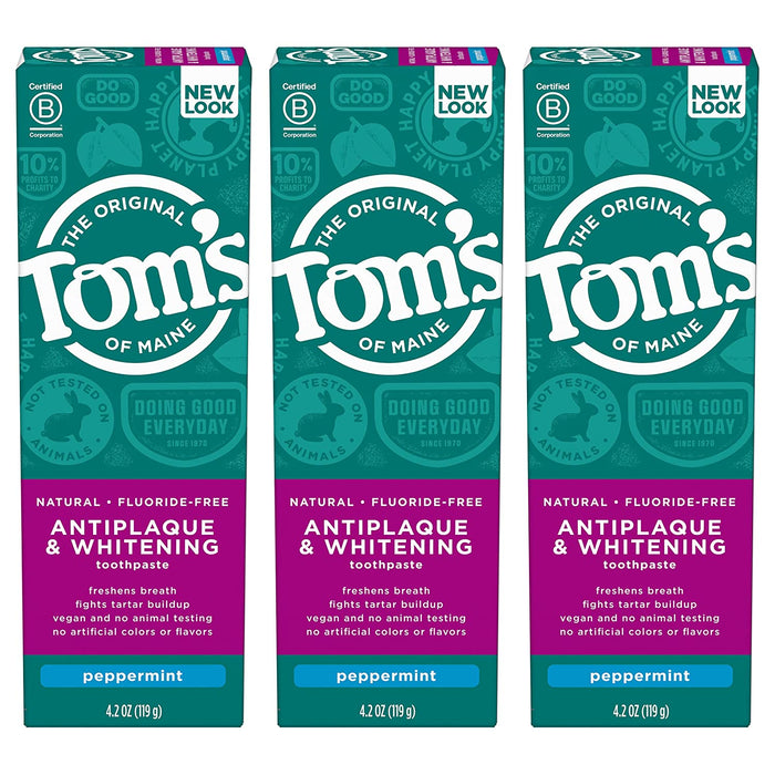 Fluoride-Free Antiplaque & Whitening Natural Toothpaste, Peppermint, 5.5 Oz. 2-Pack (Packaging May Vary)