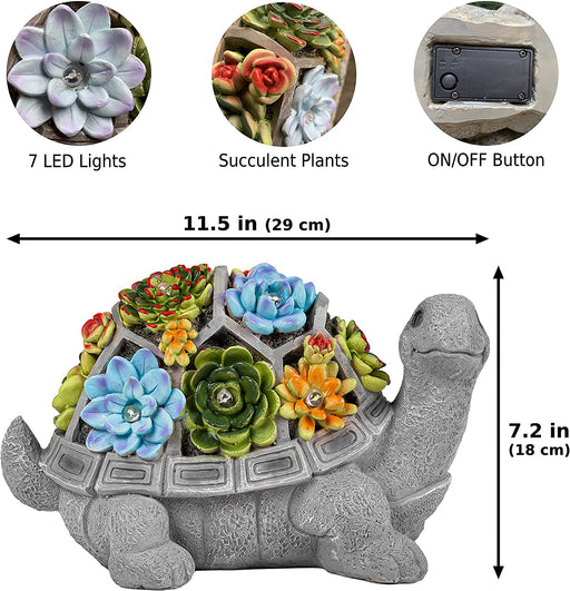 MALISTER 11.5 Inch Solar Garden Turtle Figurines Outdoor Decor, Outdoor Statues with 7 Leds for Patio Decor, Garden Decor Garden Art Outdoor Lawn Decor Yard Art, Housewarming Garden Gifts Turtle Gifts