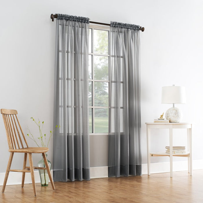 Mainstays Marjorie Sheer Voile Curtain, Single Panel, 59"W X 63"L, Gray