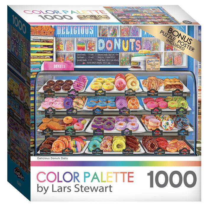 Color Palette by Lars Stewart 1000 Piece Jigsaw Puzzle - Delicious Donuts Daily