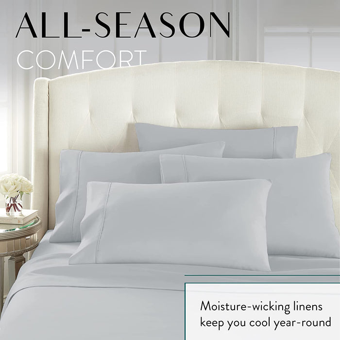 Light Grey Queen Size Bed Sheets Set - 6 Pc Soft Bedding & Pillowcases Set W/ Deep Pockets - Breathable, Wrinkle Free & Fade Resistant