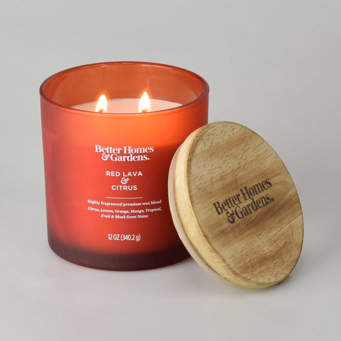 Better Homes & Gardens 12Oz Red Lava Citrus Scented 2-Wick Jar Candle