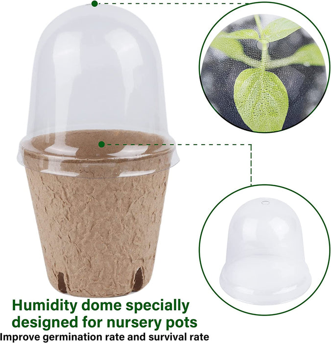 36 Set Plant Nursery Pots with Humidity Dome, Seed Starter Pots Biodegradable Peat Pots, Seedlings Planting Pots with Plant Labels for Indoor Outdoor Garden