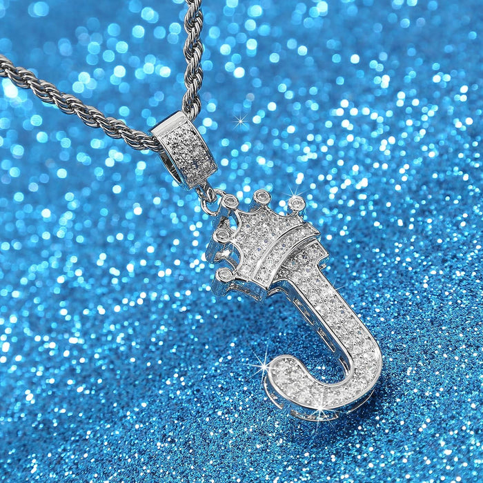 UALGL A-Z Letters Necklace Crown Necklace for Men Women 18K Gold Plated Letters Pendants with 23'' Chain Hip Hop Alphabet Name Jewelry Mom Gifts