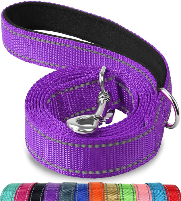 Double-Sided Reflective Dog Leash, 6 FT/5FT/4 FT, Padded Handle Nylon Dogs Leashes for Walking, Training Lead for Small & Medium Dogs, Gray, 5FT
