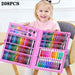 208 PCS Kid Draw Set Colored Pencil Crayon Watercolors Pens with Drawing Board Drawing Set Toy School Supplies Kid Gifts