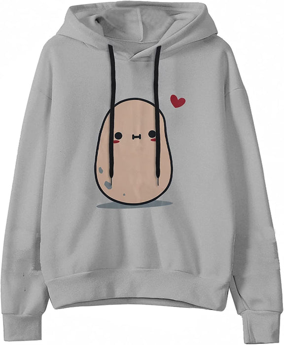 Wabtum Cute Hoodies for Women Teen Girls Striped Potatoes Sweatshirts Long Sleeve Hoodies Casual Kawaii Jumper Shirts
