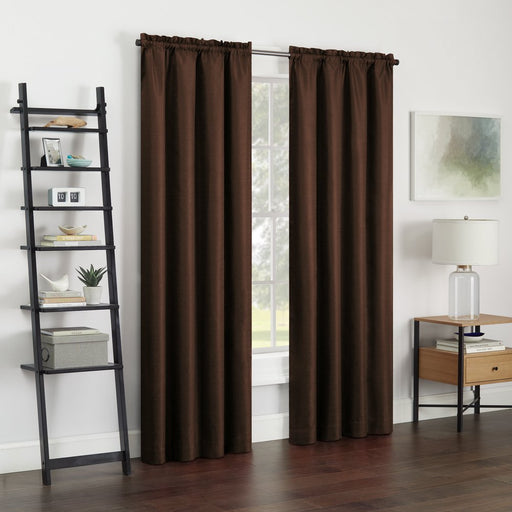 Eclipse Samara Solid Color Blackout Rod Pocket Single Curtain Panel, Espresso, 42 X 54
