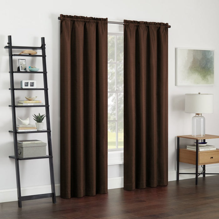 Eclipse Samara Solid Color Blackout Rod Pocket Single Curtain Panel, Espresso, 42 X 54