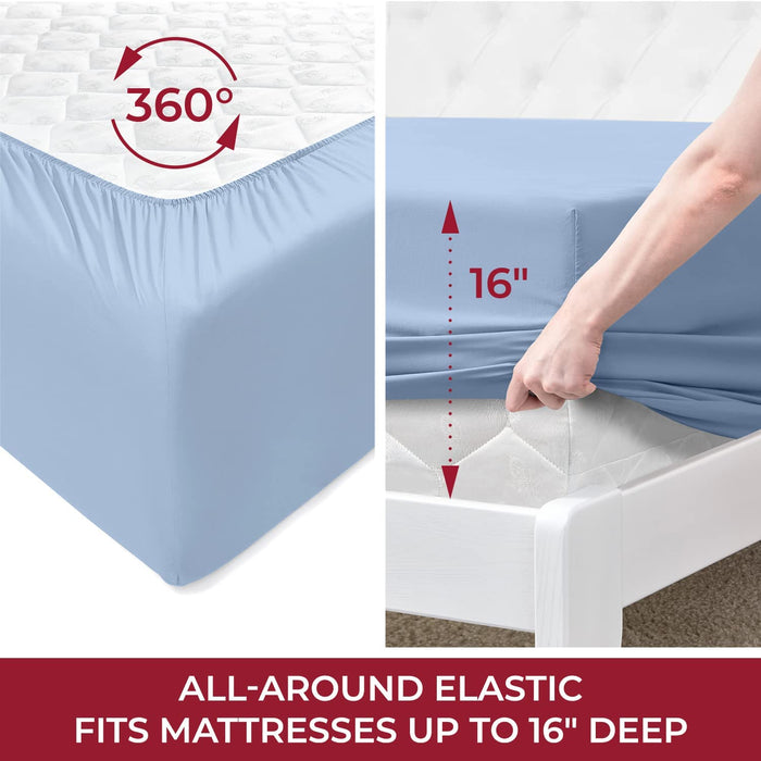 Queen Sheets - Hotel Luxury Bedding Sheets & Pillowcases - Extra Soft Cooling Bed Sheets - Deep Pocket up to 16" - Wrinkle, Fade, Stain Resistant - 4 Piece (Queen, Blue Hydrangea)
