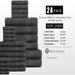 24PC Bath Towel Set (2 Sheets, 4 Bath, 6 Hand, 4 Fingertip & 8 Wash) - Grey, Addy Home Best Value