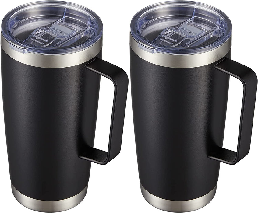 20 Oz Tumbler Mug with Lid and Straw, Insulated Travel Coffee Mug with Handle, Double Wall Stainless Steel Vacuum Coffee Tumbler, Thermal Coffee Cup, Navy Blue
