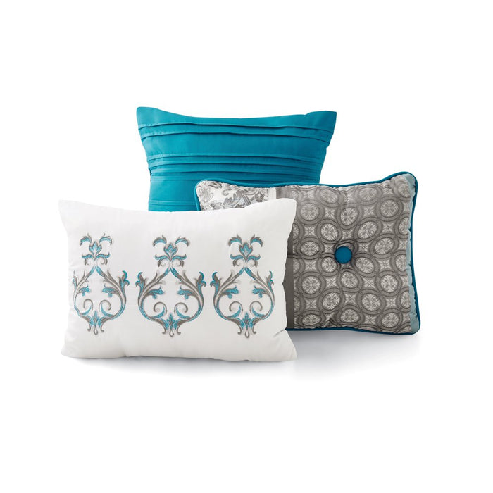 Mainstays 7-Piece Princeton Woven Jacquard Comforter Set, Teal Stripe, Full/Queen