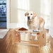 Raised Pet Bowls for Cats and Dogs, Adjustable Bamboo Elevated Dog Cat Food and Water Bowls Stand Feeder with 2 Stainless Steel Bowls and anti Slip Feet (Height 5.1" to 7.5" to 10")