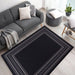 Indoor Bordered Area Rugs, Non Slip Rubber Backing Modern Living Room Area Rug, Black, 5'X7'