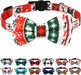 Breakaway Cat Collar with Cute Bow Tie and Bell, Plaid Patterns, 1 Pack Girl Boy Kitty Safety Collars, Blue