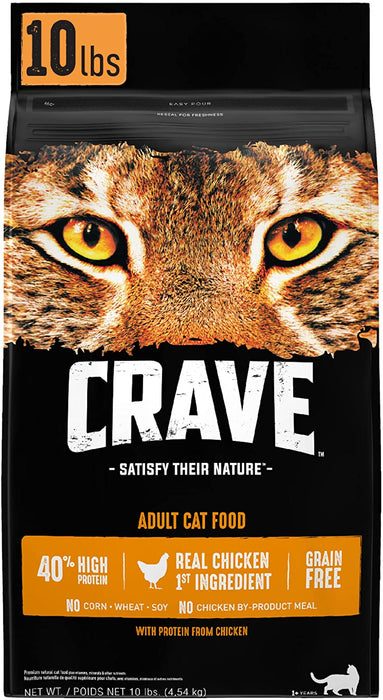 CRAVE Grain Free Indoor Adult High Protein Natural Dry Cat Food with Protein from Chicken & Salmon, 10 Lb. Bag