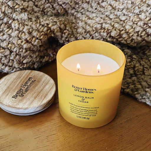 Better Homes & Gardens 12Oz Lemon Balm & Cedar Scented 2-Wick Jar Candle
