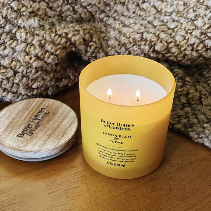Better Homes & Gardens 12Oz Lemon Balm & Cedar Scented 2-Wick Jar Candle