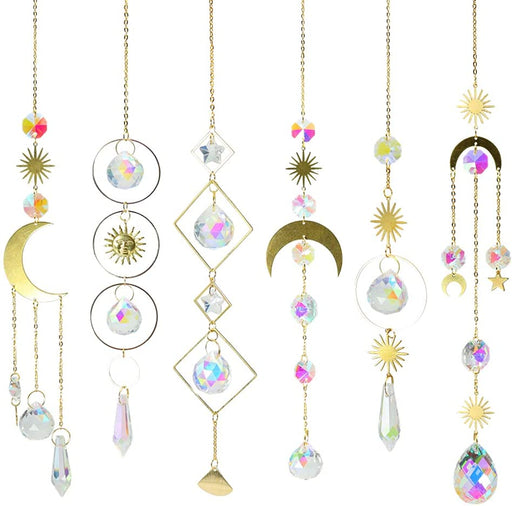 6Pieces Colorful Crystals Suncatcher Hanging Sun Catcher with Chain Pendant Ornament Crystal Balls for Window Home Garden Christmas Day Party Wedding Decoration