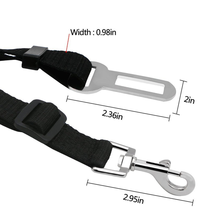 2Pcs Adjustable Pet Car Seat Dog Cat Auto Safety Leash Vehicle Seatbelt Harness (Black & Pink)