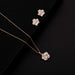 Rose Flower Necklace Earrings Set for Women 18K Gold Plated Hypoallergenic Jewelry Sets